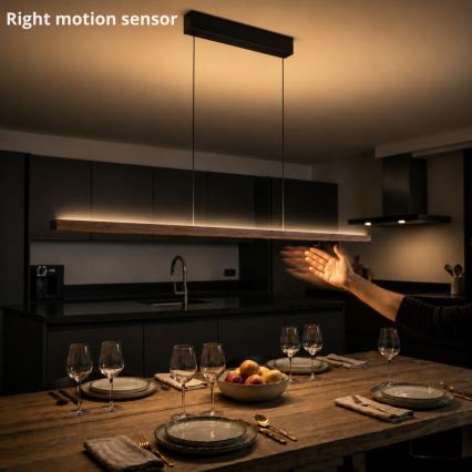 Immax NEO 07309L - Dæmpbar LED-pendel med wireophæng og sensor MADEIRA LED/37W/230V 157 cm valnød