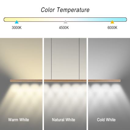 Immax NEO 07310L - LED Dæmpbar pendel på wire med sensor MADEIRA LED/37W/230V 157 cm asketræ