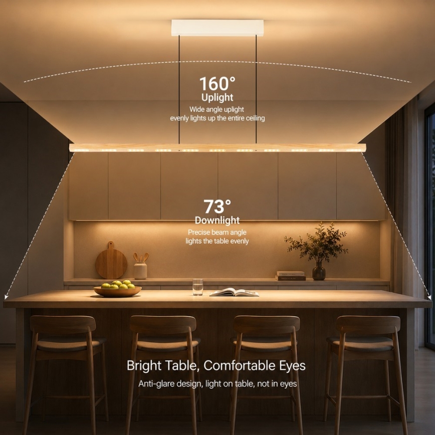 Immax NEO 07310L - LED Dæmpbar pendel på wire med sensor MADEIRA LED/37W/230V 157 cm asketræ