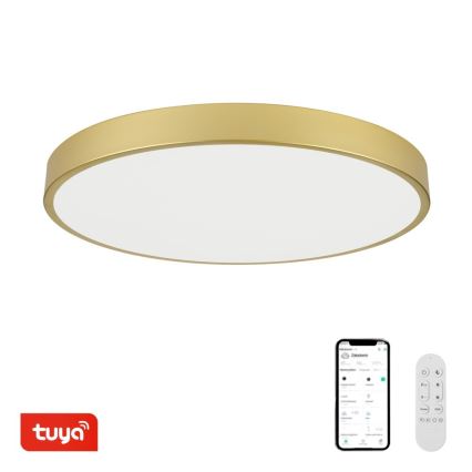 Immax NEO 07311L - SEMPLICI dæmpbar LED-loftlampe 96W/230V Ø 80 cm, Wi‑Fi Tuya, guldfarvet + fjernbetjening