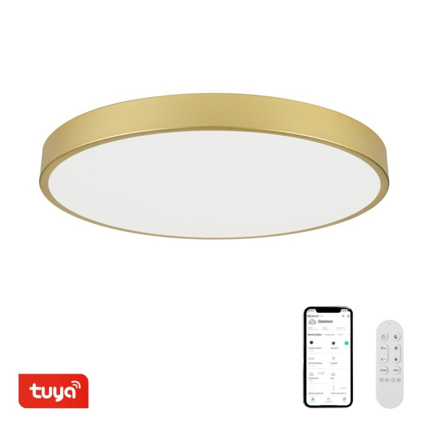Immax NEO 07311L - SEMPLICI dæmpbar LED-loftlampe 96W/230V Ø 80 cm, Wi‑Fi Tuya, guldfarvet + fjernbetjening