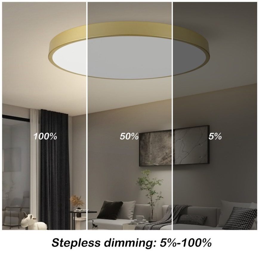 Immax NEO 07311L - SEMPLICI dæmpbar LED-loftlampe 96W/230V Ø 80 cm, Wi‑Fi Tuya, guldfarvet + fjernbetjening