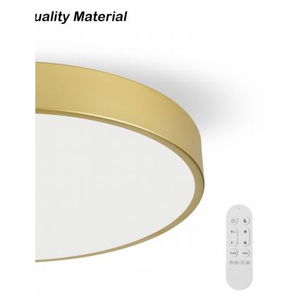 Immax NEO 07311L - SEMPLICI dæmpbar LED-loftlampe 96W/230V Ø 80 cm, Wi‑Fi Tuya, guldfarvet + fjernbetjening