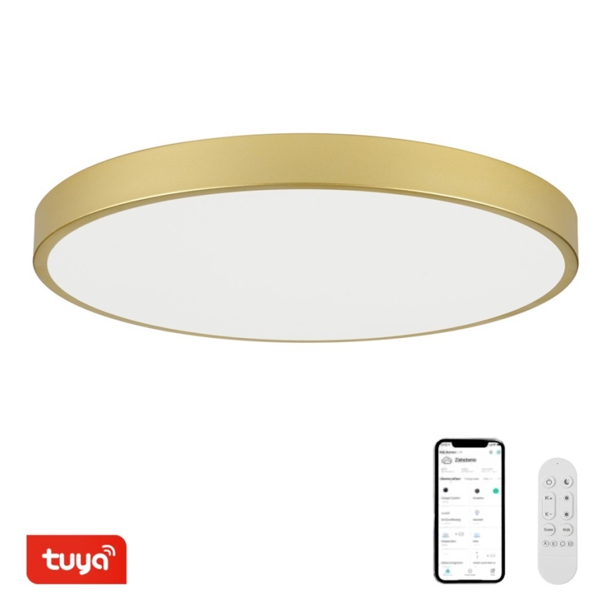 Immax NEO 07312L - LED-dæmpbar loftlampe SEMPLICI LED/128W/230V Ø 100 cm Wi-Fi Tuya guld + fjernbetjening
