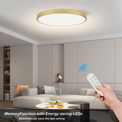 Immax NEO 07312L - LED-dæmpbar loftlampe SEMPLICI LED/128W/230V Ø 100 cm Wi-Fi Tuya guld + fjernbetjening
