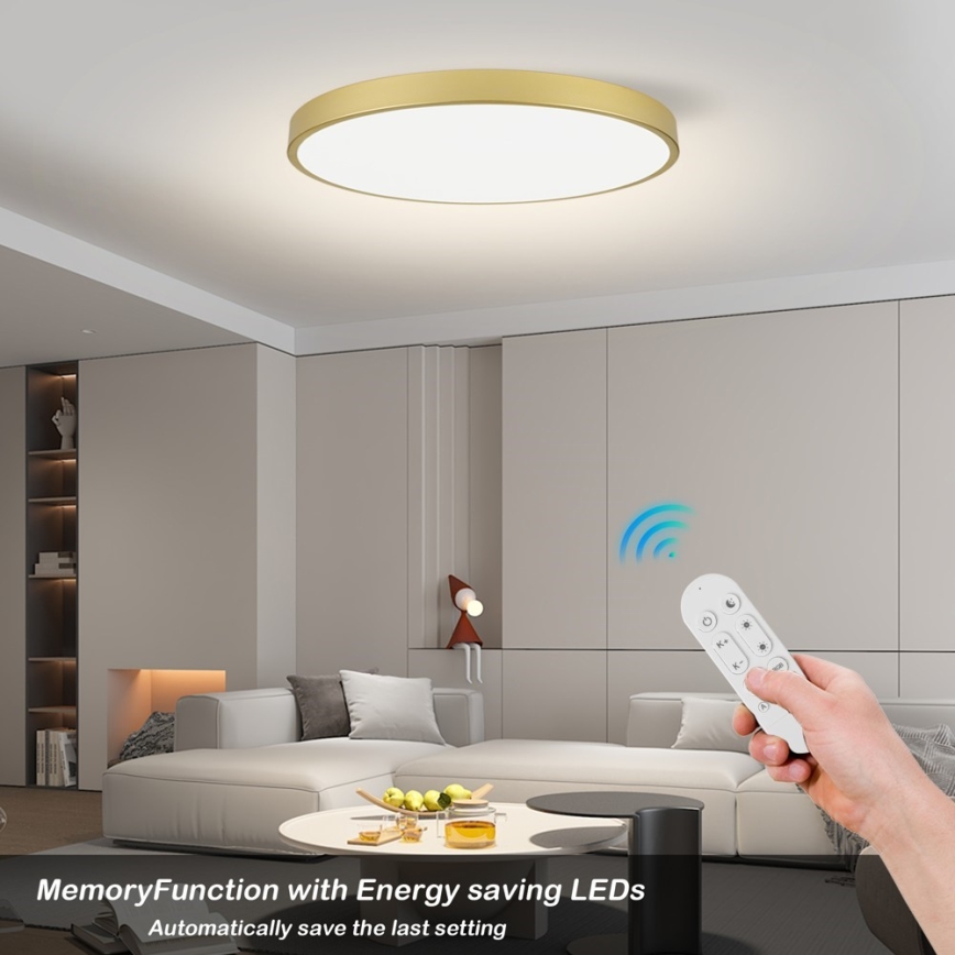 Immax NEO 07312L - LED-dæmpbar loftlampe SEMPLICI LED/128W/230V Ø 100 cm Wi-Fi Tuya guld + fjernbetjening