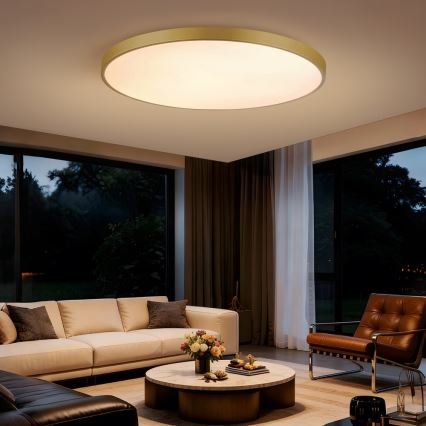 Immax NEO 07312L - LED-dæmpbar loftlampe SEMPLICI LED/128W/230V Ø 100 cm Wi-Fi Tuya guld + fjernbetjening