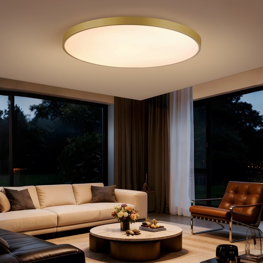 Immax NEO 07312L - LED-dæmpbar loftlampe SEMPLICI LED/128W/230V Ø 100 cm Wi-Fi Tuya guld + fjernbetjening