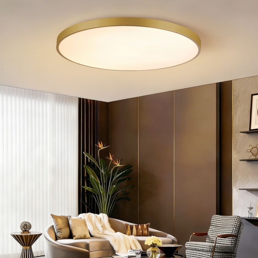 Immax NEO 07312L - LED-dæmpbar loftlampe SEMPLICI LED/128W/230V Ø 100 cm Wi-Fi Tuya guld + fjernbetjening