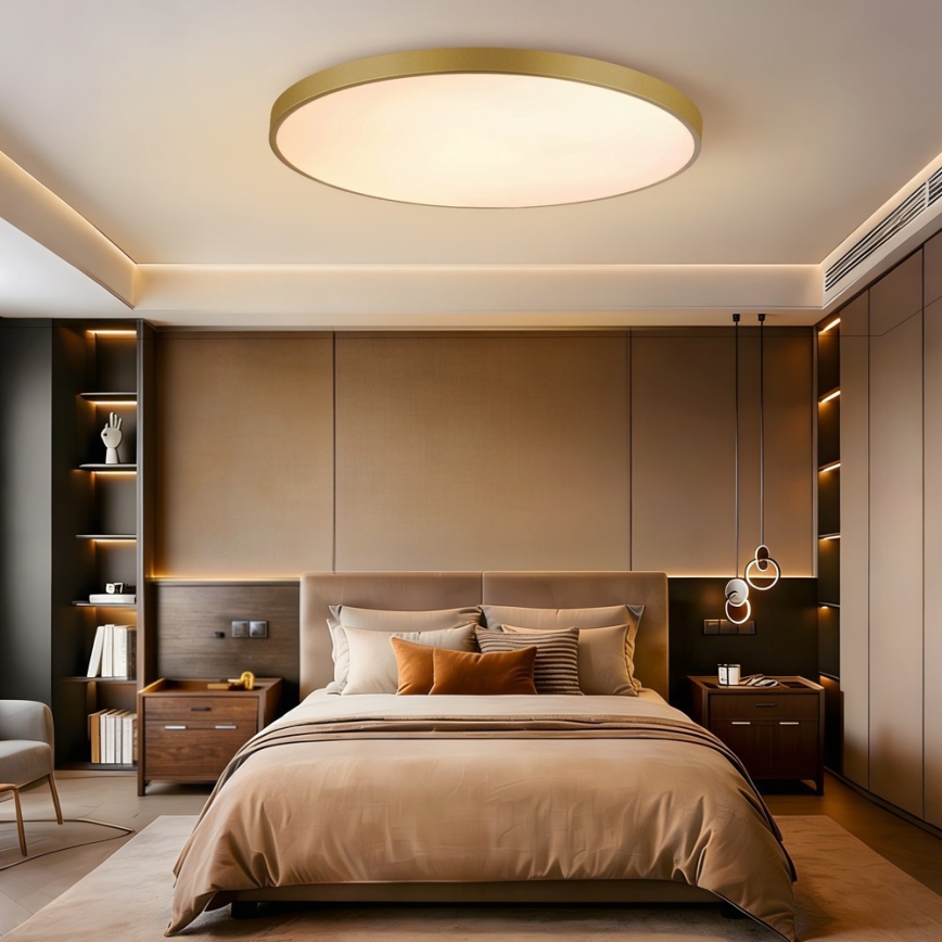 Immax NEO 07312L - LED-dæmpbar loftlampe SEMPLICI LED/128W/230V Ø 100 cm Wi-Fi Tuya guld + fjernbetjening