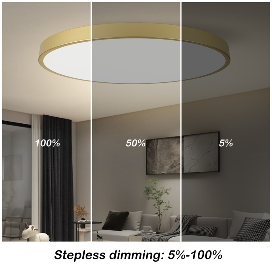 Immax NEO 07312L - LED-dæmpbar loftlampe SEMPLICI LED/128W/230V Ø 100 cm Wi-Fi Tuya guld + fjernbetjening