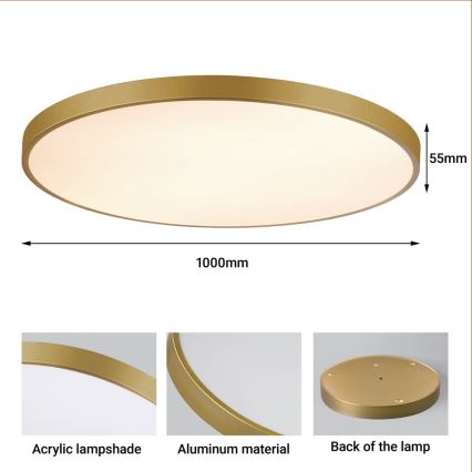 Immax NEO 07312L - LED-dæmpbar loftlampe SEMPLICI LED/128W/230V Ø 100 cm Wi-Fi Tuya guld + fjernbetjening