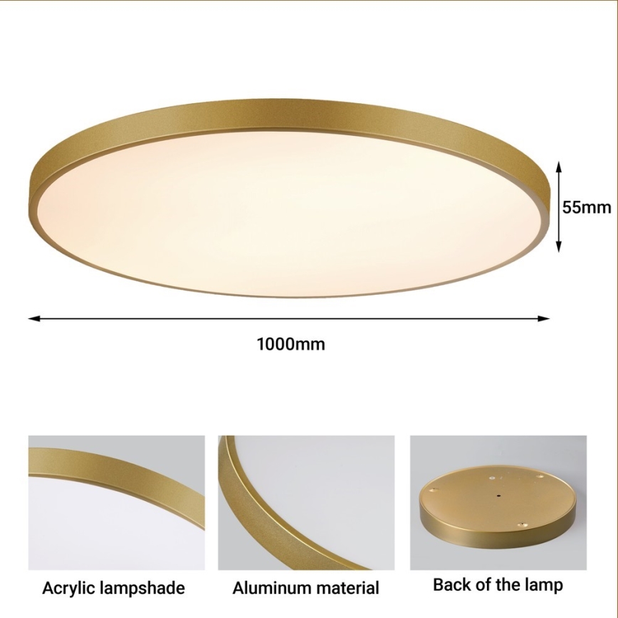 Immax NEO 07312L - LED-dæmpbar loftlampe SEMPLICI LED/128W/230V Ø 100 cm Wi-Fi Tuya guld + fjernbetjening