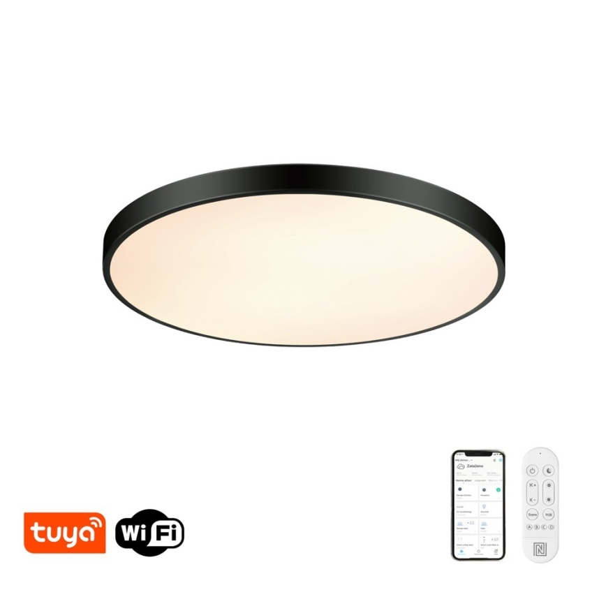 Immax NEO 07313L - LED-dæmpbar loftlampe SEMPLICI LED/96W/230V Ø 80 cm Wi-Fi Tuya sort + fjernbetjening