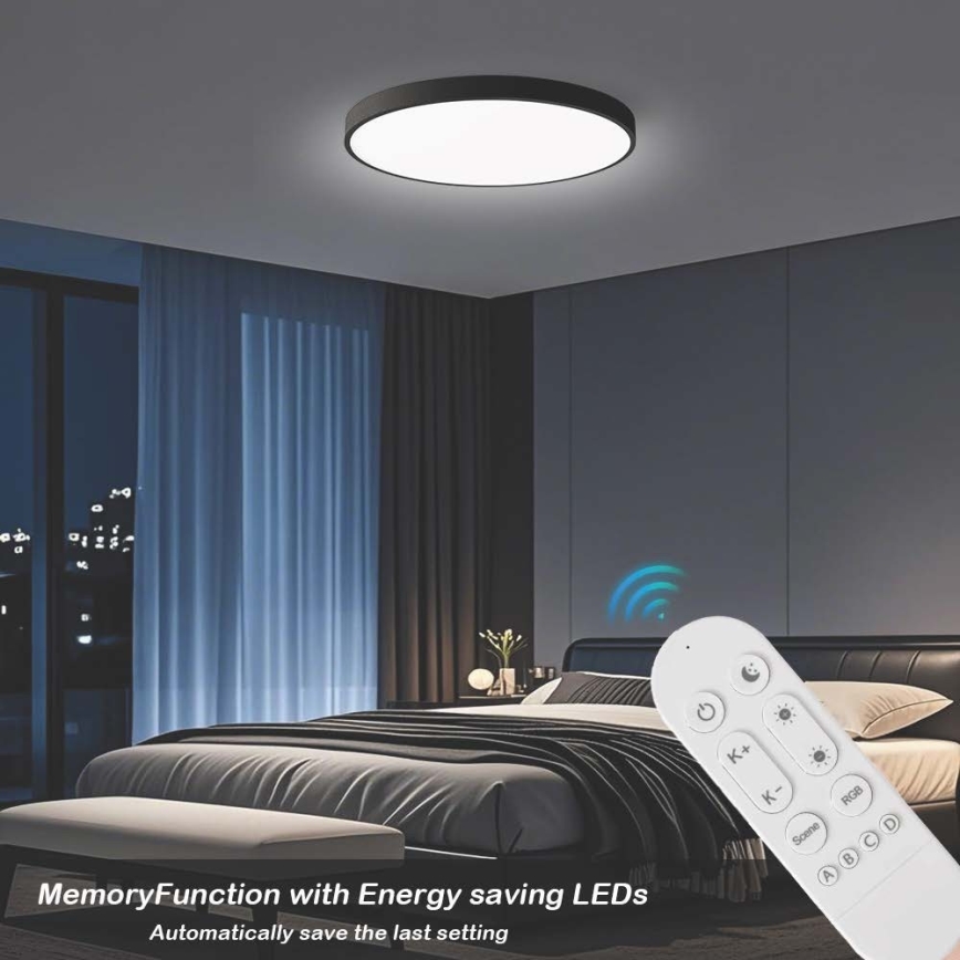 Immax NEO 07313L - LED-dæmpbar loftlampe SEMPLICI LED/96W/230V Ø 80 cm Wi-Fi Tuya sort + fjernbetjening