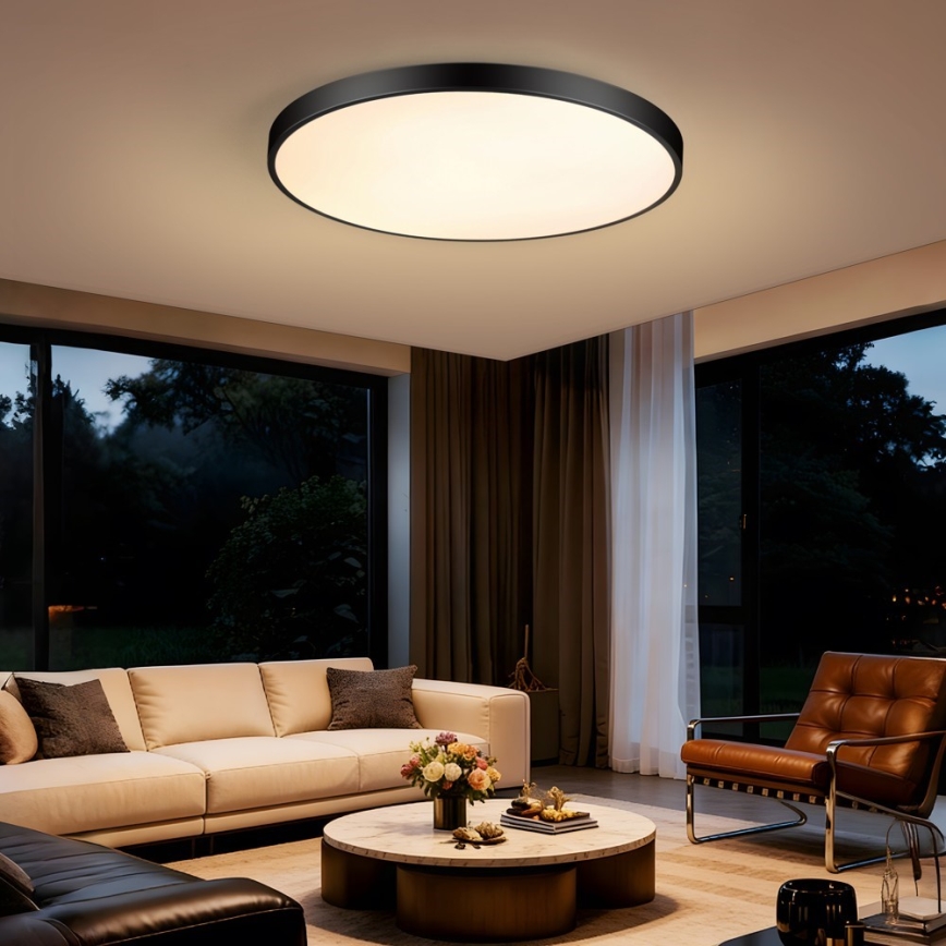 Immax NEO 07313L - LED-dæmpbar loftlampe SEMPLICI LED/96W/230V Ø 80 cm Wi-Fi Tuya sort + fjernbetjening