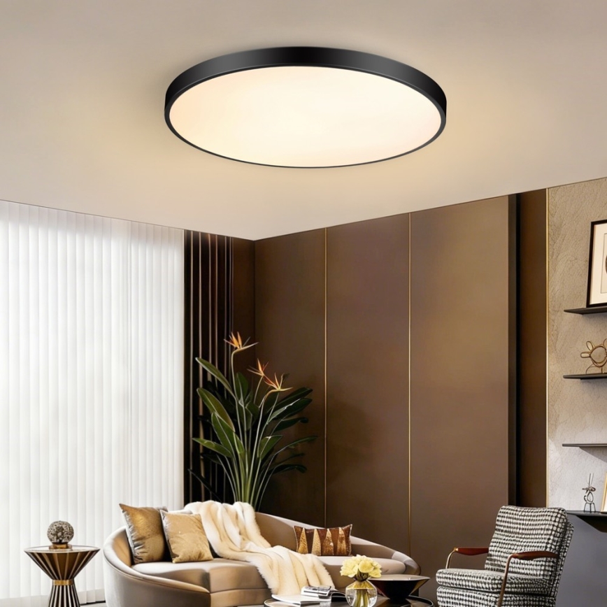 Immax NEO 07313L - LED-dæmpbar loftlampe SEMPLICI LED/96W/230V Ø 80 cm Wi-Fi Tuya sort + fjernbetjening