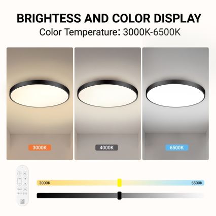 Immax NEO 07313L - LED-dæmpbar loftlampe SEMPLICI LED/96W/230V Ø 80 cm Wi-Fi Tuya sort + fjernbetjening