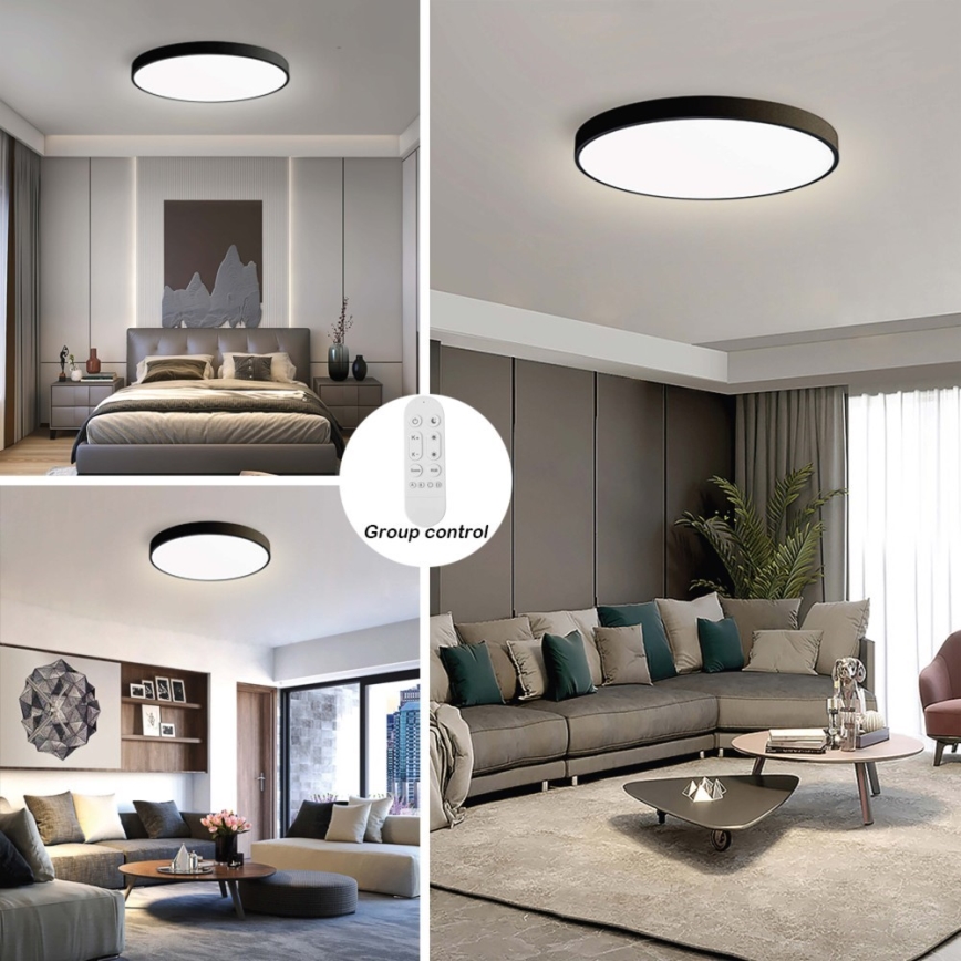 Immax NEO 07313L - LED-dæmpbar loftlampe SEMPLICI LED/96W/230V Ø 80 cm Wi-Fi Tuya sort + fjernbetjening