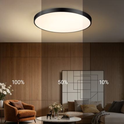 Immax NEO 07313L - LED-dæmpbar loftlampe SEMPLICI LED/96W/230V Ø 80 cm Wi-Fi Tuya sort + fjernbetjening