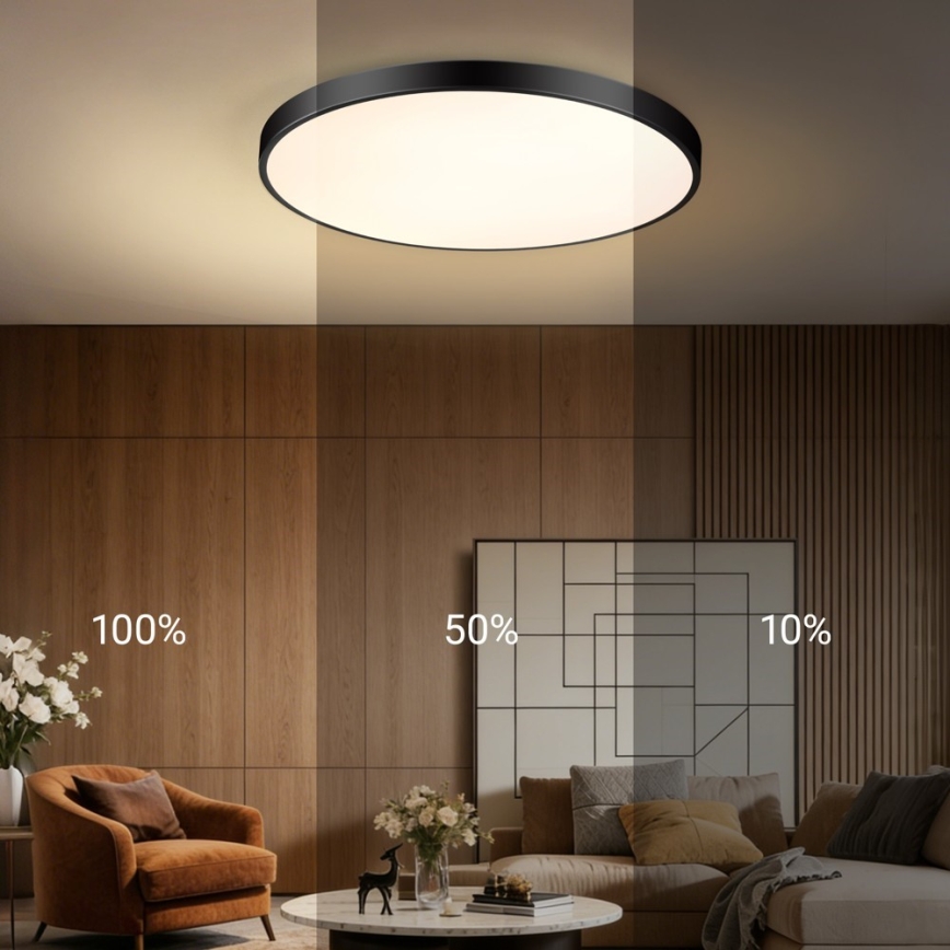 Immax NEO 07313L - LED-dæmpbar loftlampe SEMPLICI LED/96W/230V Ø 80 cm Wi-Fi Tuya sort + fjernbetjening
