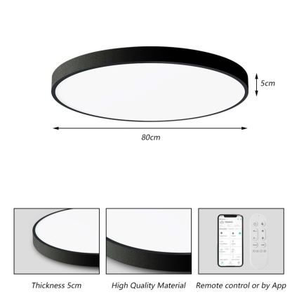 Immax NEO 07313L - LED-dæmpbar loftlampe SEMPLICI LED/96W/230V Ø 80 cm Wi-Fi Tuya sort + fjernbetjening