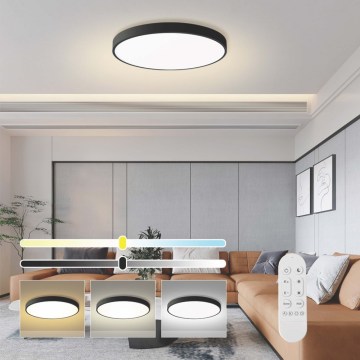 Immax NEO 07313L - LED-dæmpbar loftlampe SEMPLICI LED/96W/230V Ø 80 cm Wi-Fi Tuya sort + fjernbetjening