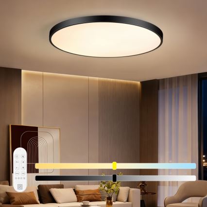 Immax NEO 07314L - SEMPLICI dæmpbar LED-loftlampe LED/128W/230V Ø 100 cm Wi-Fi Tuya sort + fjernbetjening