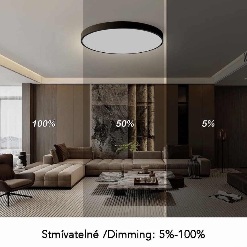 Immax NEO 07314L - SEMPLICI dæmpbar LED-loftlampe LED/128W/230V Ø 100 cm Wi-Fi Tuya sort + fjernbetjening