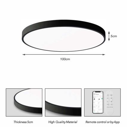 Immax NEO 07314L - SEMPLICI dæmpbar LED-loftlampe LED/128W/230V Ø 100 cm Wi-Fi Tuya sort + fjernbetjening