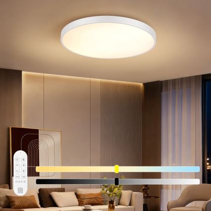 Immax NEO 07315L - LED dæmpbar loftlampe SEMPLICI LED/96W/230V Ø 80 cm Wi‑Fi Tuya hvid + fjernbetjening