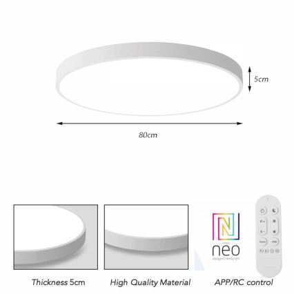 Immax NEO 07315L - LED dæmpbar loftlampe SEMPLICI LED/96W/230V Ø 80 cm Wi‑Fi Tuya hvid + fjernbetjening