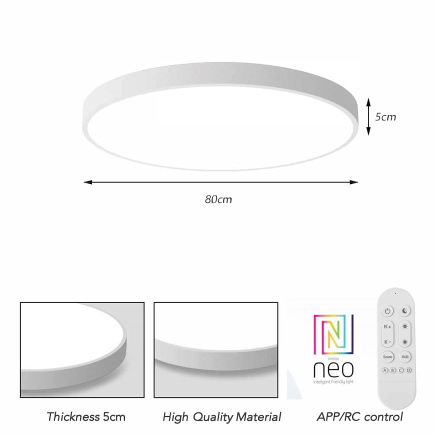 Immax NEO 07315L - LED dæmpbar loftlampe SEMPLICI LED/96W/230V Ø 80 cm Wi‑Fi Tuya hvid + fjernbetjening