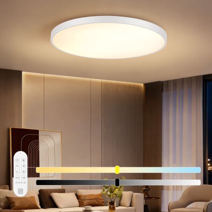 Immax NEO 07316L - Dæmpbar LED-loftlampe SEMPLICI LED/128W/230V Ø 100 cm, Wi-Fi Tuya, hvid + fjernbetjening