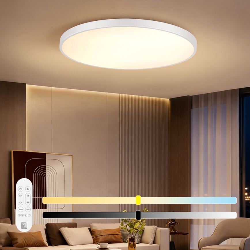 Immax NEO 07316L - Dæmpbar LED-loftlampe SEMPLICI LED/128W/230V Ø 100 cm, Wi-Fi Tuya, hvid + fjernbetjening