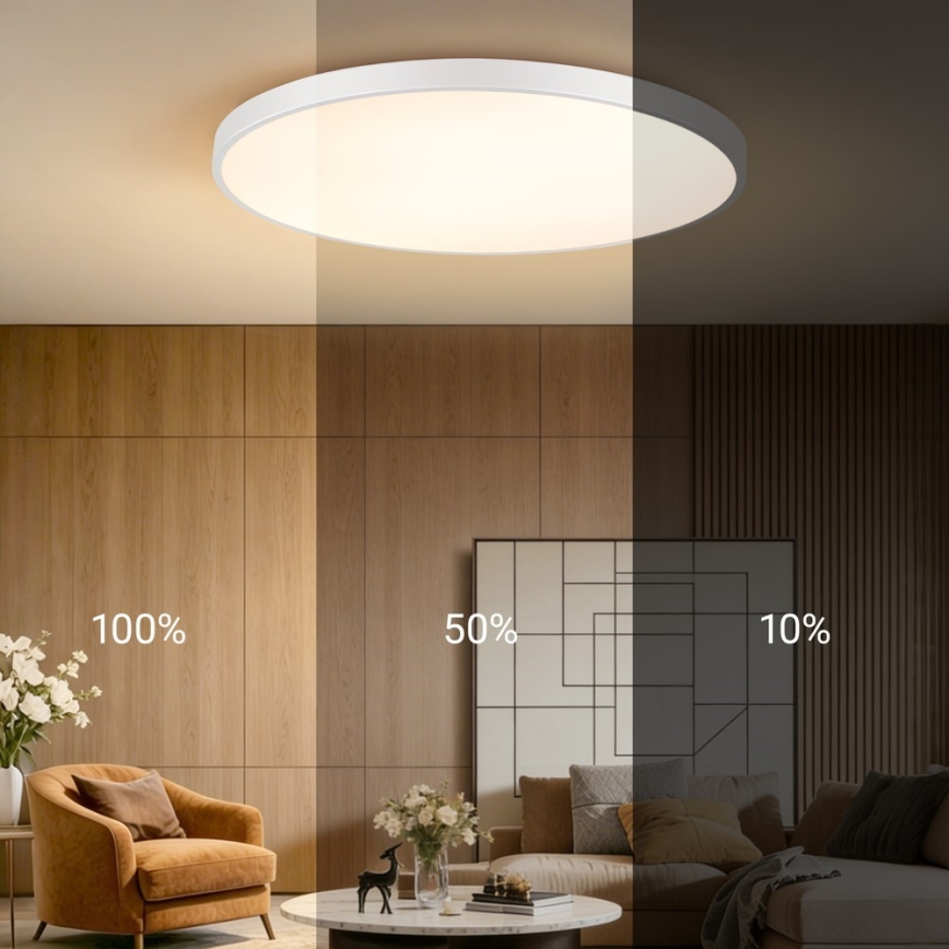 Immax NEO 07316L - Dæmpbar LED-loftlampe SEMPLICI LED/128W/230V Ø 100 cm, Wi-Fi Tuya, hvid + fjernbetjening