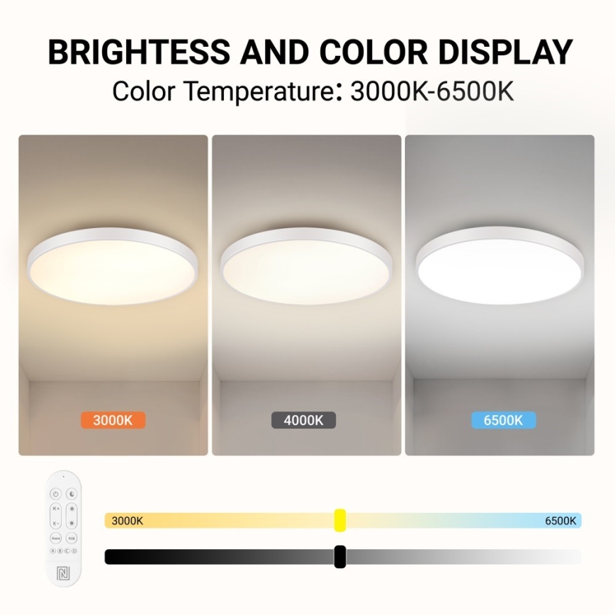 Immax NEO 07316L - Dæmpbar LED-loftlampe SEMPLICI LED/128W/230V Ø 100 cm, Wi-Fi Tuya, hvid + fjernbetjening