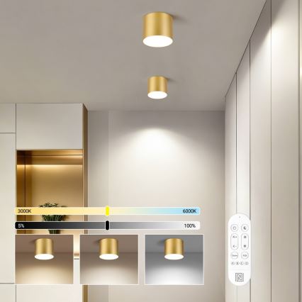 Immax NEO 07317L - RONDATE LED dæmpbar loftlampe LED/18W/230V Ø 11,5 cm Wi‑Fi Tuya guld