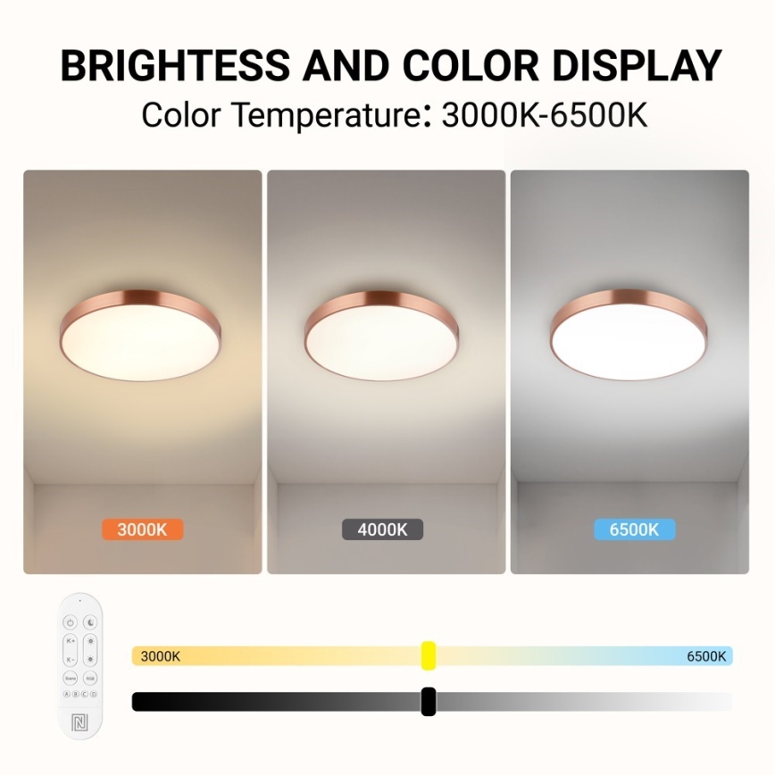 Immax NEO 07321L - LED Dæmpbar loftlampe NEO LITE SEMPLICI LED/36W/230V Ø 40 cm Tuya rosaguld + fjernbetjening