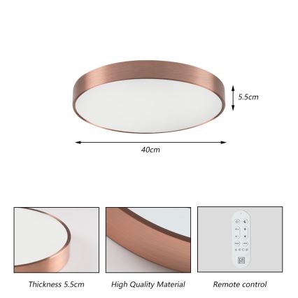 Immax NEO 07321L - LED Dæmpbar loftlampe NEO LITE SEMPLICI LED/36W/230V Ø 40 cm Tuya rosaguld + fjernbetjening