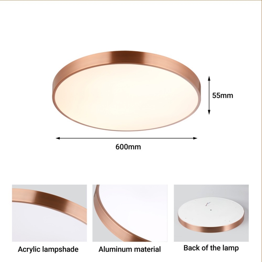 Immax NEO 07322L - LED dæmpbar loftlampe NEO LITE SEMPLICI LED/60W/230V Ø 60 cm kobberfarvet + fjernbetjening