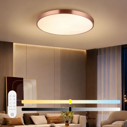 Immax NEO 07323L - LED dæmpbar loftlampe SEMPLICI LED/96W/230V Ø 80 cm Wi-Fi Tuya rosaguld + fjernbetjening
