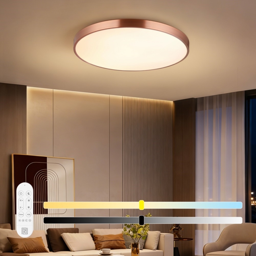Immax NEO 07323L - LED dæmpbar loftlampe SEMPLICI LED/96W/230V Ø 80 cm Wi-Fi Tuya rosaguld + fjernbetjening