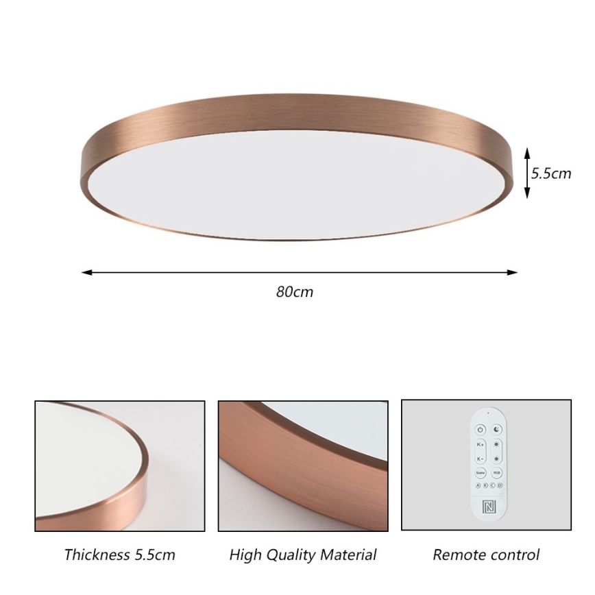 Immax NEO 07323L - LED dæmpbar loftlampe SEMPLICI LED/96W/230V Ø 80 cm Wi-Fi Tuya rosaguld + fjernbetjening