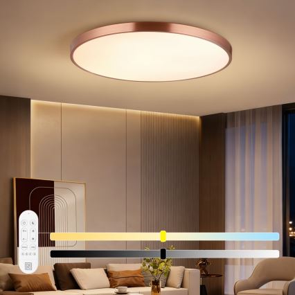 Immax NEO 07324L - Dæmpbar LED-loftlampe SEMPLICI LED/128W/230V Ø 100 cm Wi‑Fi Tuya, guld + fjernbetjening