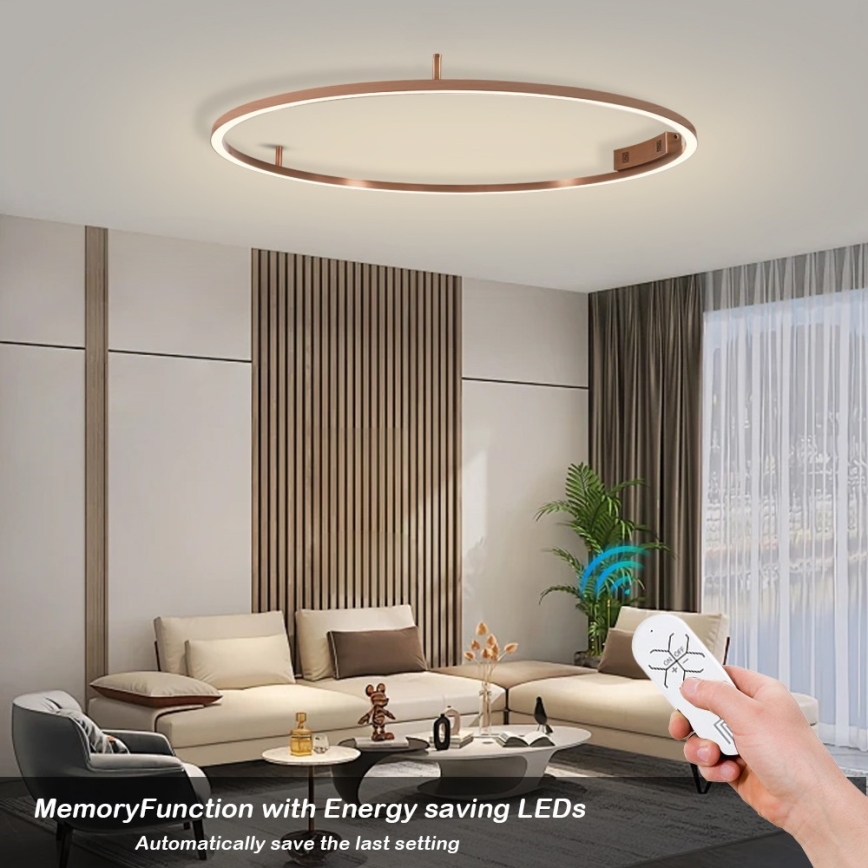 Immax NEO 07325-120C - LED-dæmpbar loftlampe FINO LED/72W/230V 120 cm Tuya rosaguld + fjernbetjening