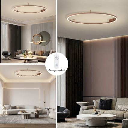 Immax NEO 07325-120C - LED-dæmpbar loftlampe FINO LED/72W/230V 120 cm Tuya rosaguld + fjernbetjening