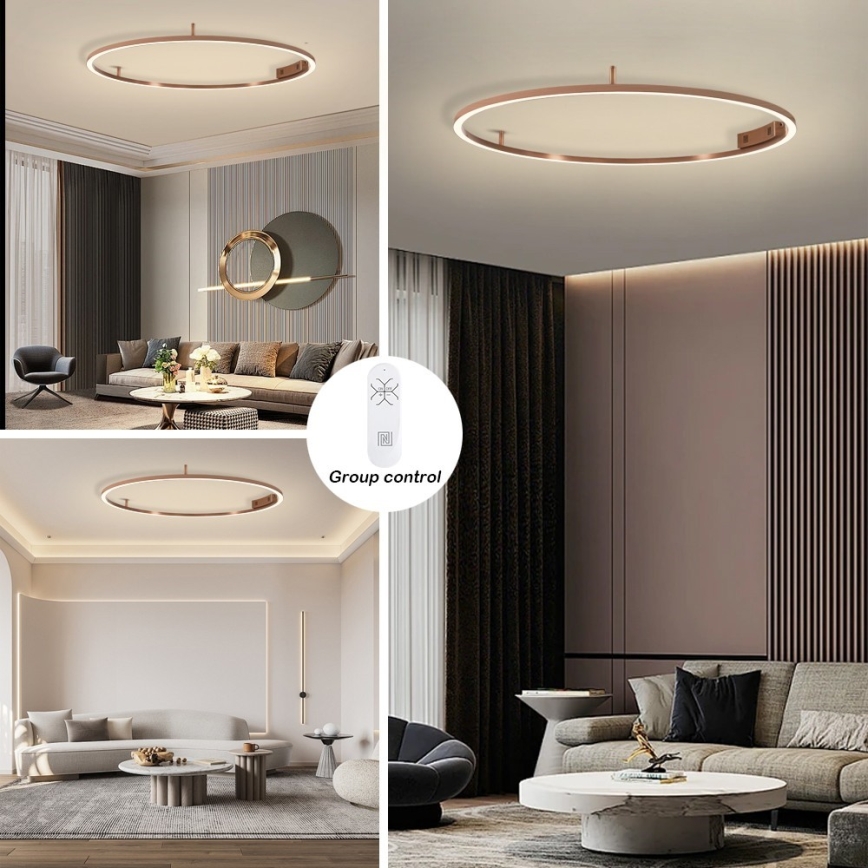 Immax NEO 07325-120C - LED-dæmpbar loftlampe FINO LED/72W/230V 120 cm Tuya rosaguld + fjernbetjening