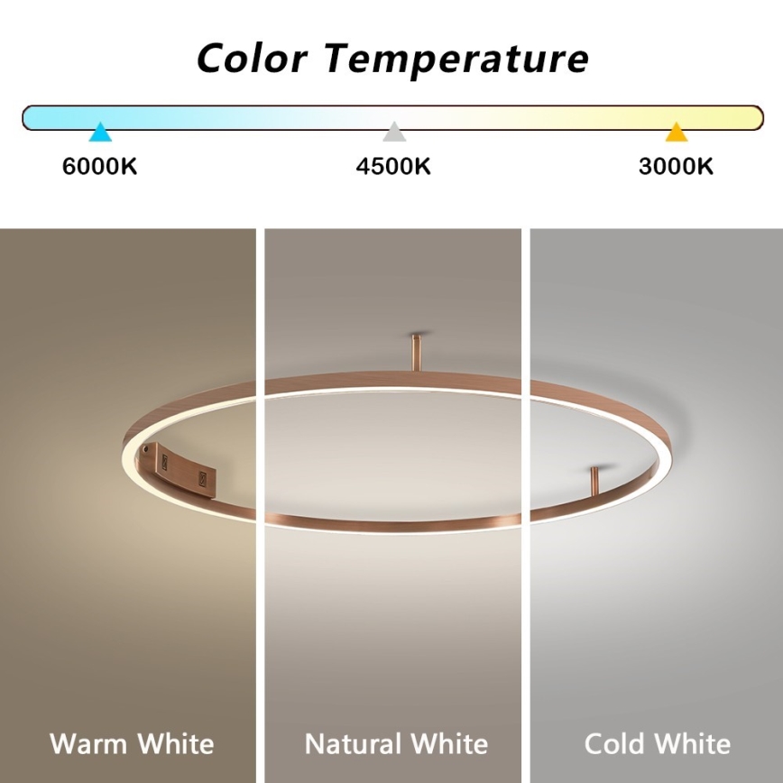 Immax NEO 07326-80C - LED Dæmpbar loftlampe FINO LED/55W/230V 80 cm Tuya rosaguld + fjernbetjening