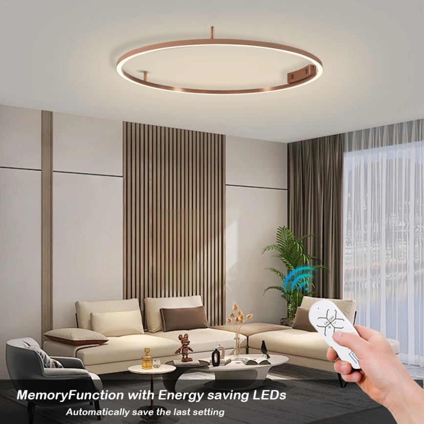 Immax NEO 07326-80C - LED Dæmpbar loftlampe FINO LED/55W/230V 80 cm Tuya rosaguld + fjernbetjening